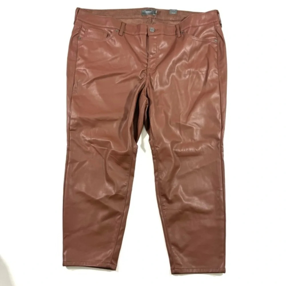 Torrid Perfect Skinny Faux Leather Mid Rise Pant Rootbeer